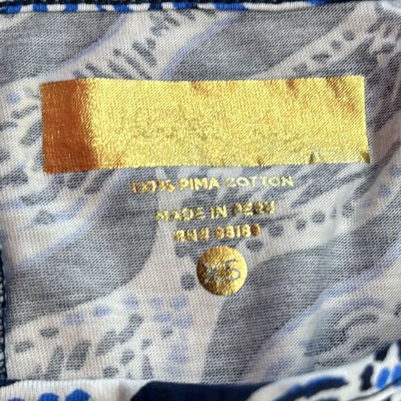 Lilly Pulitzer Pima Cotton Shift Dress Blue Mermaid's Tail 3/4 Sleeve size XS - Picture 7 of 10